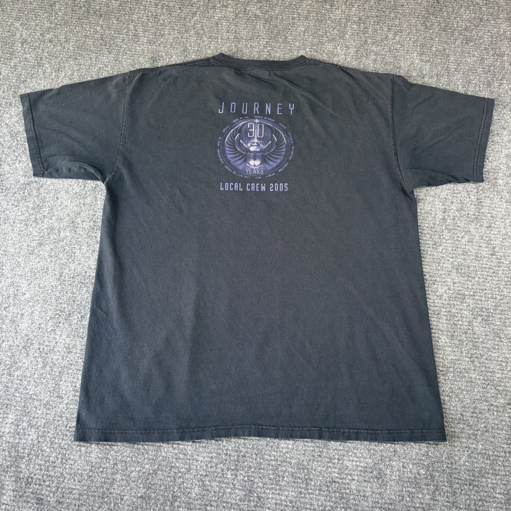 Journey T-Shirt Mens XL Black Excellent 30 Years Local Crew 2005 Tour Band Tee